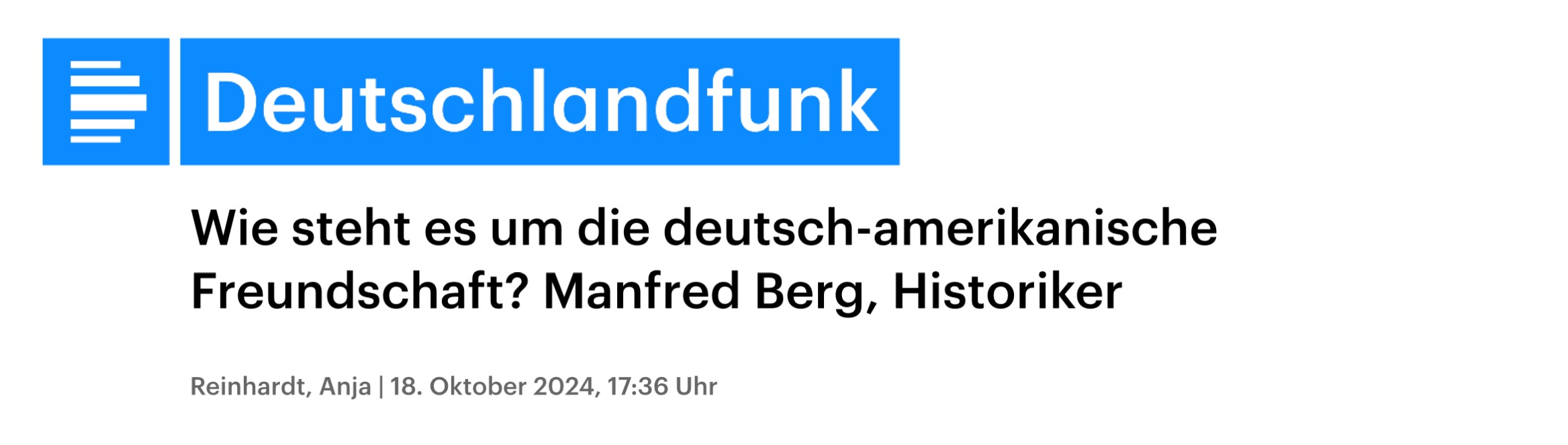 Wie steht es um die deutsch-amerikanische Freundschaft? Manfred Berg, Historiker